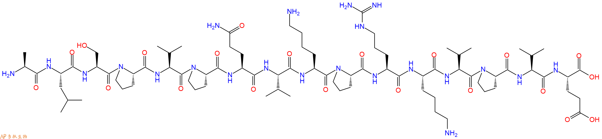 专肽生物产品H2N-Ala-Leu-Ser-Pro-Val-Pro-Gln-Val-Lys-Pro-Arg-Lys-Val-Pro-Val-Glu-OH