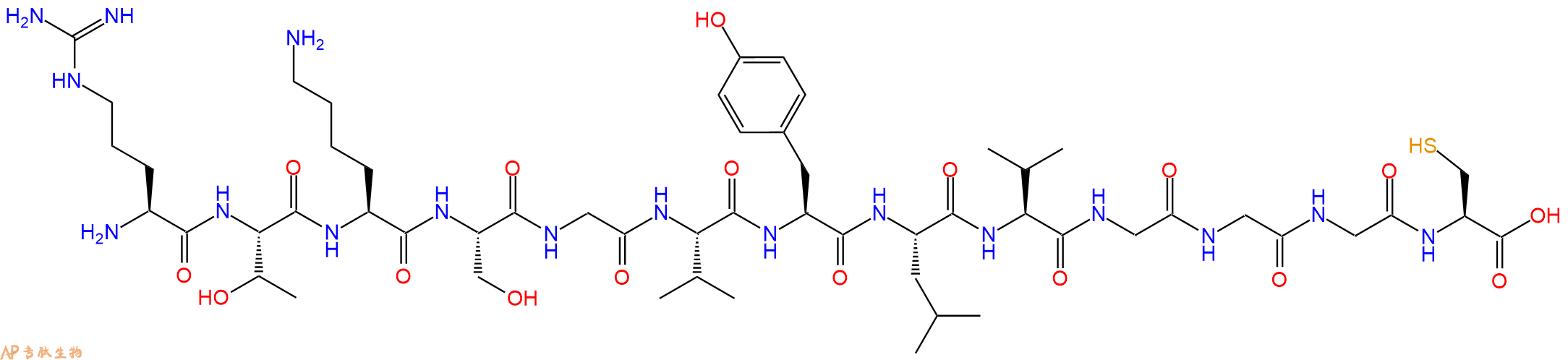 专肽生物产品H2N-Arg-Thr-Lys-Ser-Gly-Val-Tyr-Leu-Val-Gly-Gly-Gly-Cys-OH