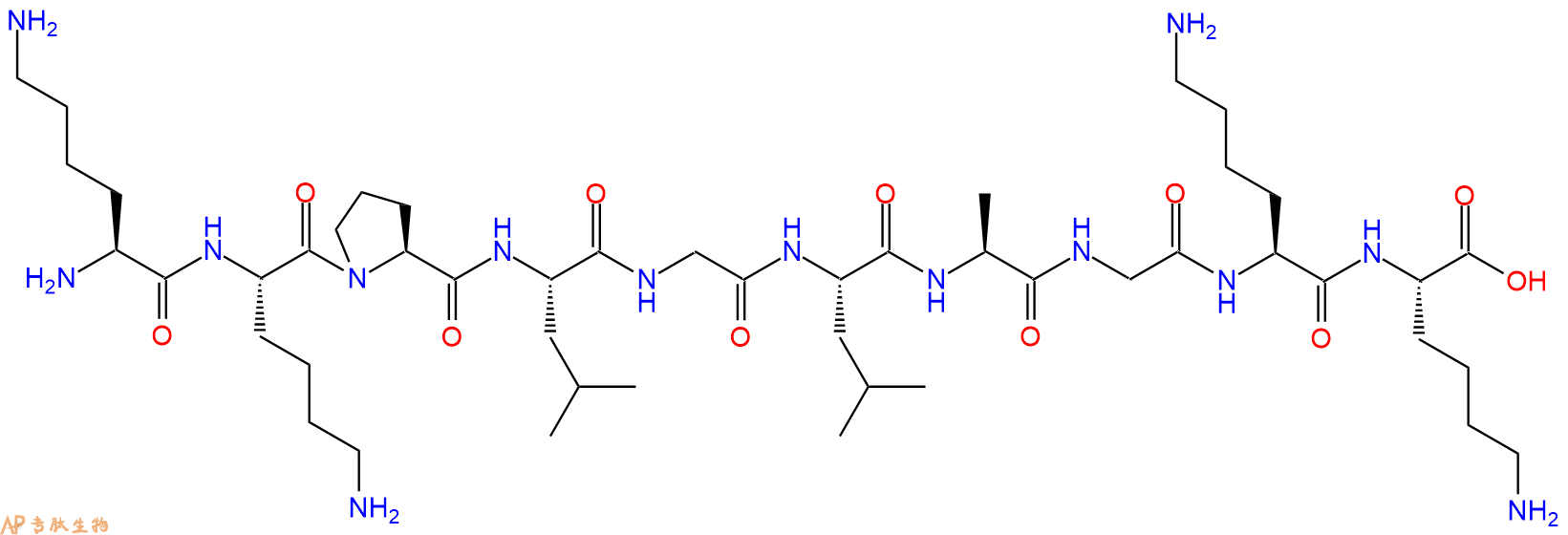专肽生物产品H2N-Lys-Lys-Pro-Leu-Gly-Leu-Ala-Gly-Lys-Lys-OH