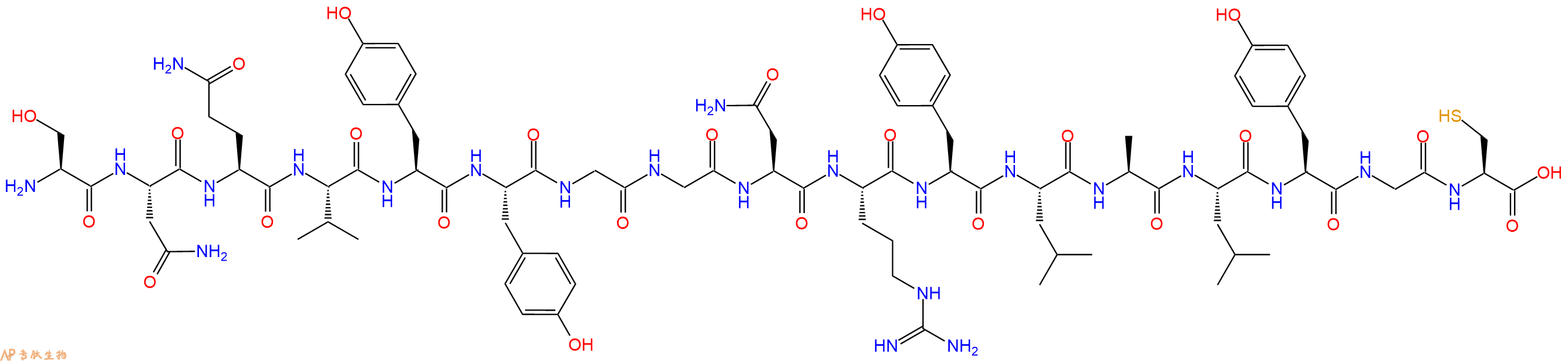 专肽生物产品H2N-Ser-Asn-Gln-Val-Tyr-Tyr-Gly-Gly-Asn-Arg-Tyr-Leu-Ala-Leu-Tyr-Gly-Cys-OH