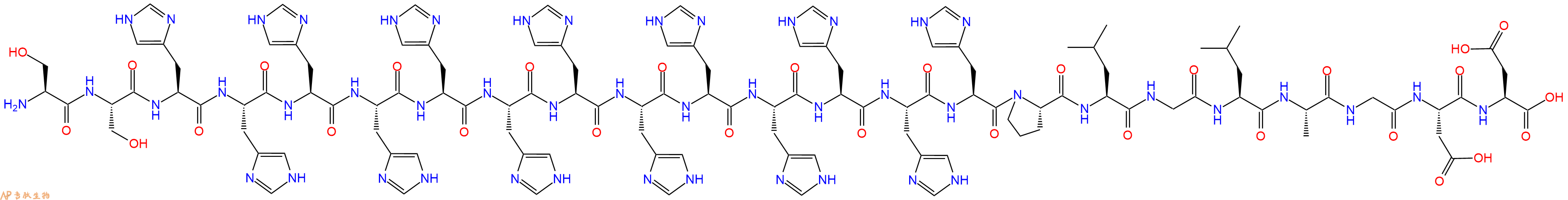 专肽生物产品H2N-Ser-Ser-His-His-His-His-His-His-His-His-His-His-His-His-His-Pro-Leu-Gly-Leu-Ala-Gly-Asp-Asp-OH