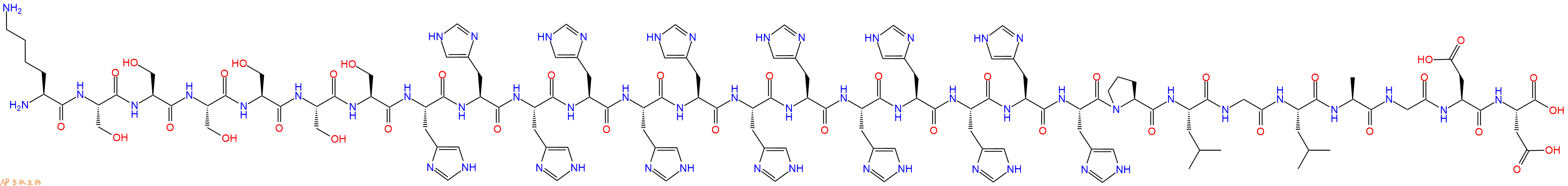 专肽生物产品H2N-Lys-Ser-Ser-Ser-Ser-Ser-Ser-His-His-His-His-His-His-His-His-His-His-His-His-His-Pro-Leu-Gly-Leu-Ala-Gly-Asp-Asp-OH