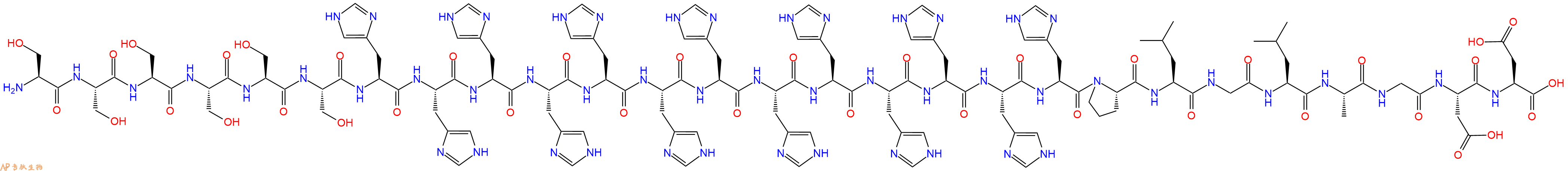 专肽生物产品H2N-Ser-Ser-Ser-Ser-Ser-Ser-His-His-His-His-His-His-His-His-His-His-His-His-His-Pro-Leu-Gly-Leu-Ala-Gly-Asp-Asp-OH