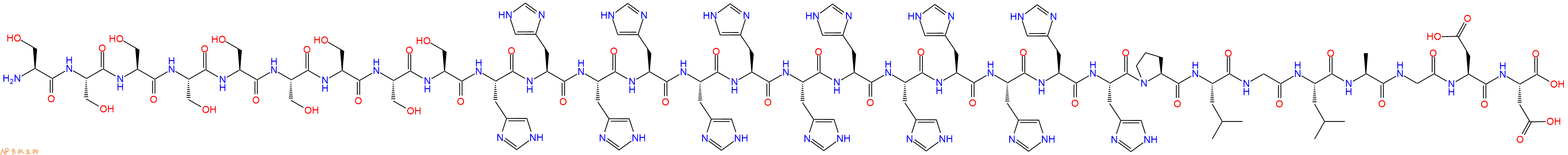 专肽生物产品H2N-Ser-Ser-Ser-Ser-Ser-Ser-Ser-Ser-Ser-His-His-His-His-His-His-His-His-His-His-His-His-His-Pro-Leu-Gly-Leu-Ala-Gly-Asp-Asp-OH
