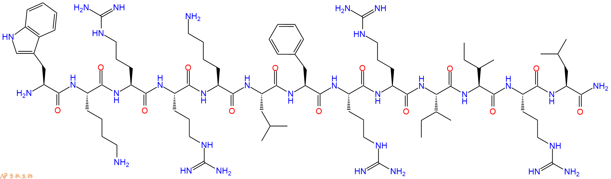 专肽生物产品H2N-Trp-Lys-Arg-Arg-Lys-Leu-Phe-Arg-Arg-Ile-Ile-Arg-Leu-CONH2