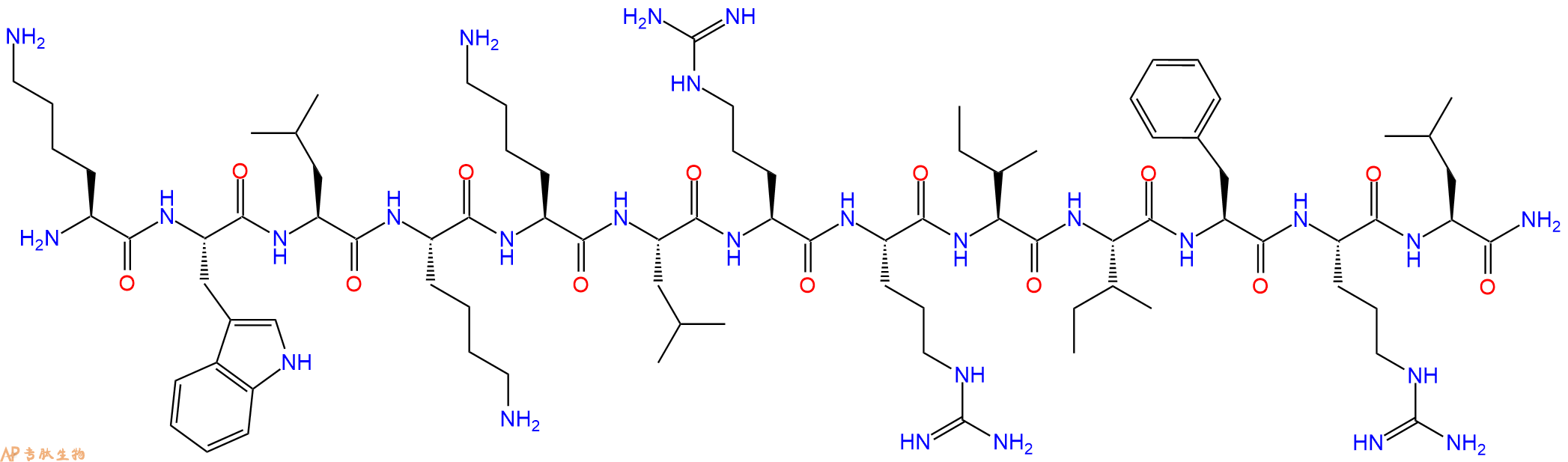 专肽生物产品H2N-Lys-Trp-Leu-Lys-Lys-Leu-Arg-Arg-Ile-Ile-Phe-Arg-Leu-CONH2