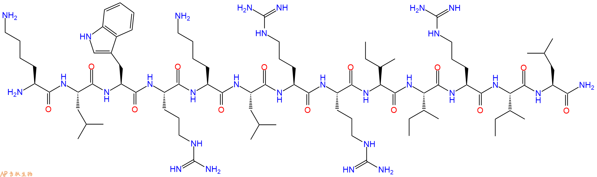 专肽生物产品H2N-Lys-Leu-Trp-Arg-Lys-Leu-Arg-Arg-Ile-Ile-Arg-Ile-Leu-CONH2
