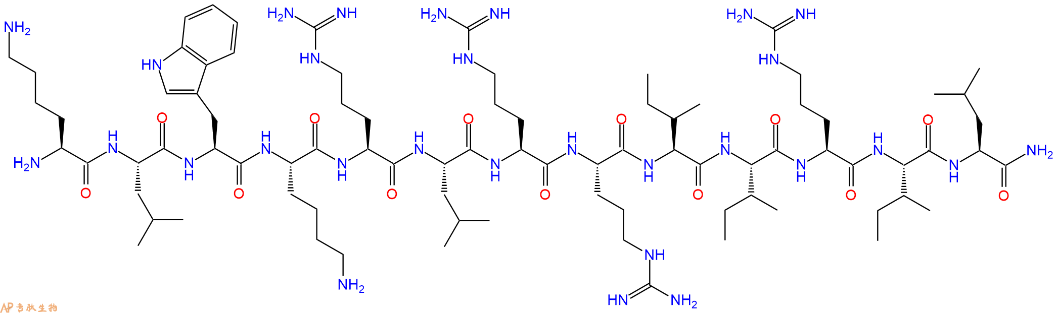 专肽生物产品H2N-Lys-Leu-Trp-Lys-Arg-Leu-Arg-Arg-Ile-Ile-Arg-Ile-Leu-CONH2
