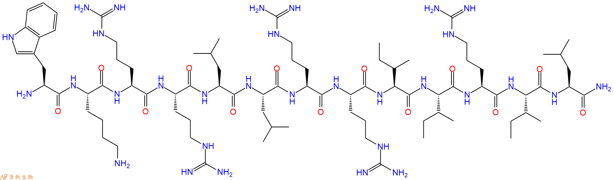 专肽生物产品H2N-Trp-Lys-Arg-Arg-Leu-Leu-Arg-Arg-Ile-Ile-Arg-Ile-Leu-CONH2