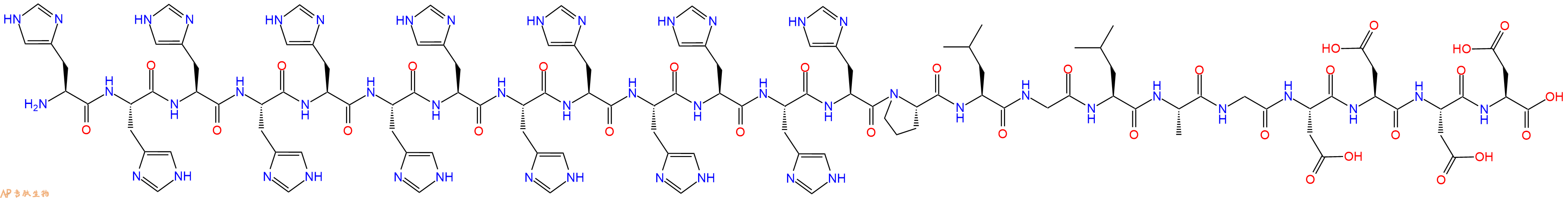 专肽生物产品H2N-His-His-His-His-His-His-His-His-His-His-His-His-His-Pro-Leu-Gly-Leu-Ala-Gly-Asp-Asp-Asp-Asp-OH