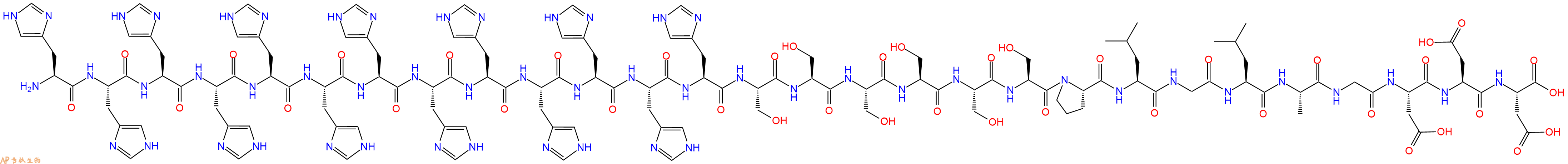 专肽生物产品H2N-His-His-His-His-His-His-His-His-His-His-His-His-His-Ser-Ser-Ser-Ser-Ser-Ser-Pro-Leu-Gly-Leu-Ala-Gly-Asp-Asp-Asp-OH