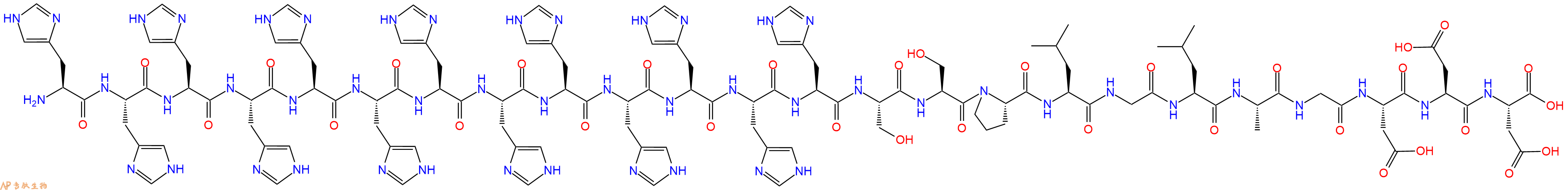 专肽生物产品H2N-His-His-His-His-His-His-His-His-His-His-His-His-His-Ser-Ser-Pro-Leu-Gly-Leu-Ala-Gly-Asp-Asp-Asp-OH