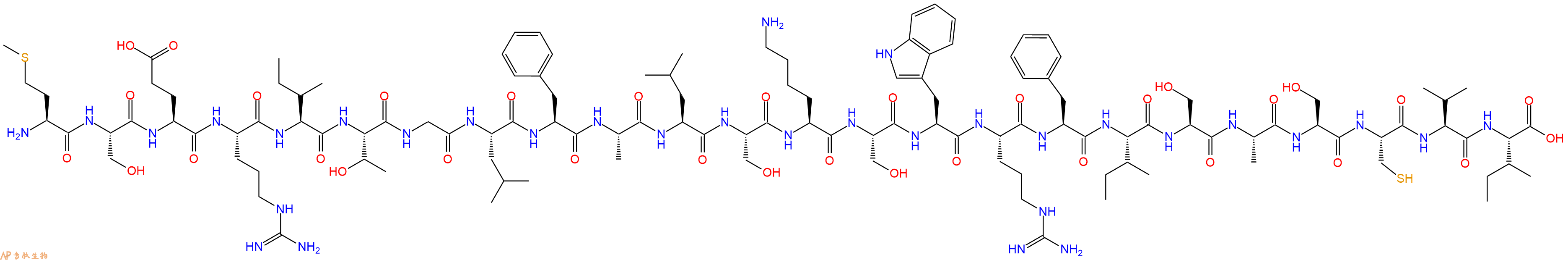 专肽生物产品H2N-Met-Ser-Glu-Arg-Ile-Thr-Gly-Leu-Phe-Ala-Leu-Ser-Lys-Ser-Trp-Arg-Phe-Ile-Ser-Ala-Ser-Cys-Val-Ile-OH
