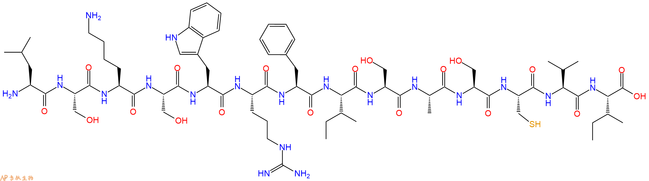 专肽生物产品H2N-Leu-Ser-Lys-Ser-Trp-Arg-Phe-Ile-Ser-Ala-Ser-Cys-Val-Ile-OH