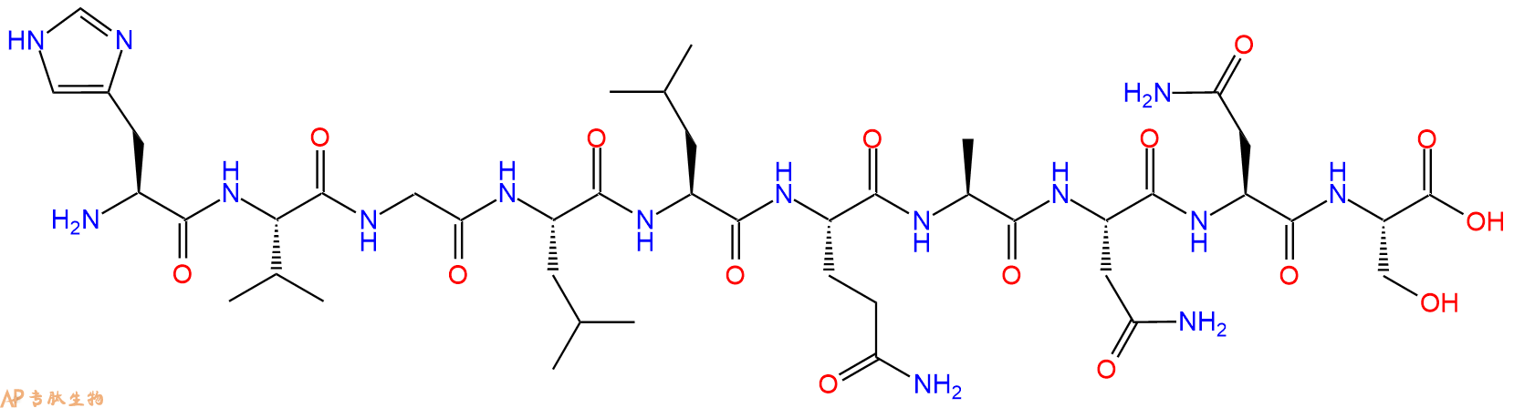专肽生物产品H2N-His-Val-Gly-Leu-Leu-Gln-Ala-Asn-Asn-Ser-OH