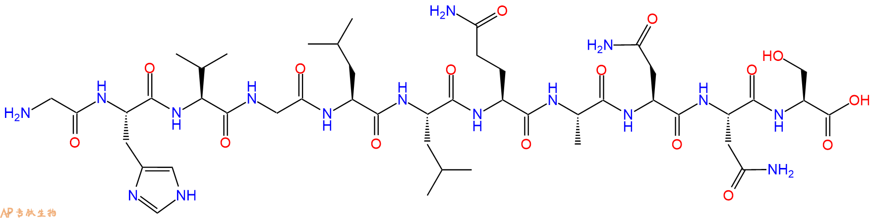 专肽生物产品H2N-Gly-His-Val-Gly-Leu-Leu-Gln-Ala-Asn-Asn-Ser-OH