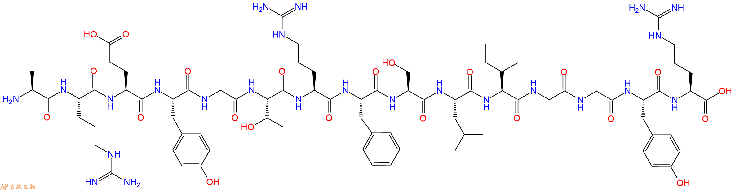 专肽生物产品H2N-Ala-Arg-Glu-Tyr-Gly-Thr-Arg-Phe-Ser-Leu-Ile-Gly-Gly-Tyr-Arg-OH