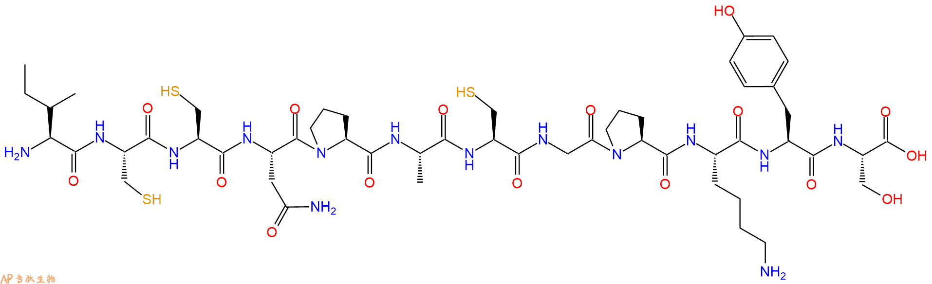 专肽生物产品H2N-Ile-Cys-Cys-Asn-Pro-Ala-Cys-Gly-Pro-Lys-Tyr-Ser-OH