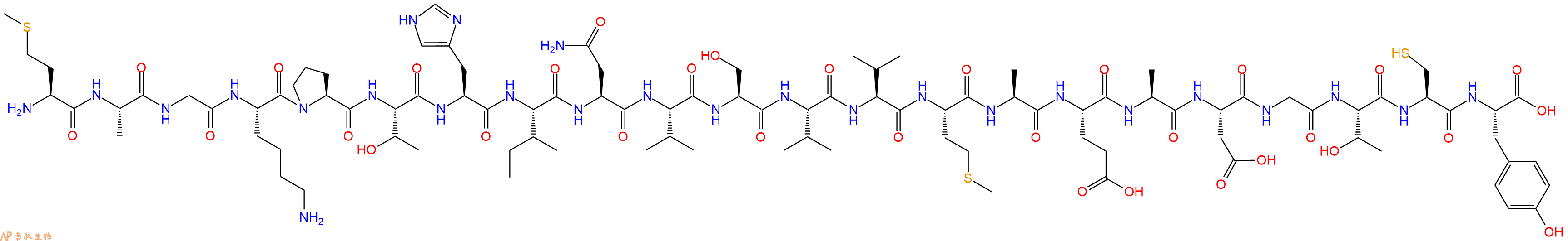 专肽生物产品H2N-Met-Ala-Gly-Lys-Pro-Thr-His-Ile-Asn-Val-Ser-Val-Val-Met-Ala-Glu-Ala-Asp-Gly-Thr-Cys-Tyr-OH