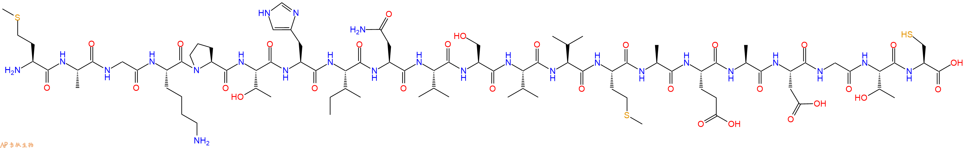 专肽生物产品H2N-Met-Ala-Gly-Lys-Pro-Thr-His-Ile-Asn-Val-Ser-Val-Val-Met-Ala-Glu-Ala-Asp-Gly-Thr-Cys-OH