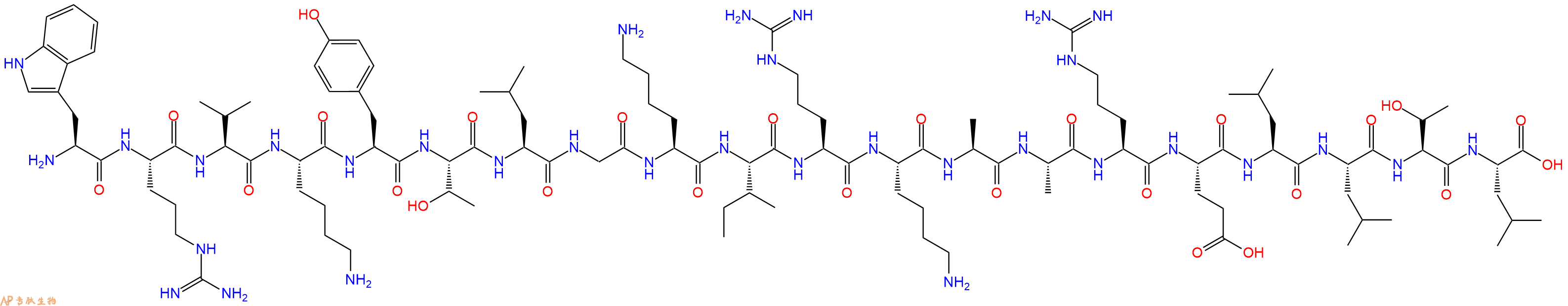 专肽生物产品H2N-Trp-Arg-Val-Lys-Tyr-Thr-Leu-Gly-Lys-Ile-Arg-Lys-Ala-Ala-Arg-Glu-Leu-Leu-Thr-Leu-OH