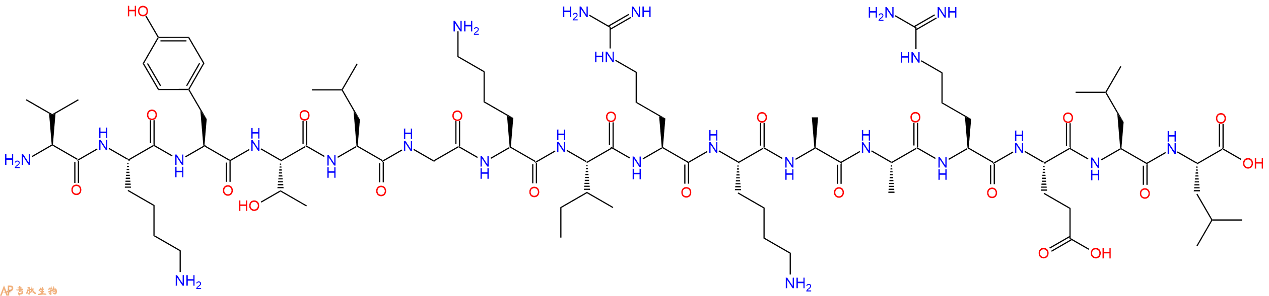 专肽生物产品H2N-Val-Lys-Tyr-Thr-Leu-Gly-Lys-Ile-Arg-Lys-Ala-Ala-Arg-Glu-Leu-Leu-OH