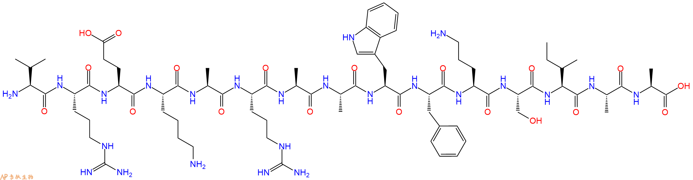 专肽生物产品H2N-Val-Arg-Glu-Lys-Ala-Arg-Ala-Ala-Trp-Phe-Orn-Ser-Ile-Ala-Ala-OH
