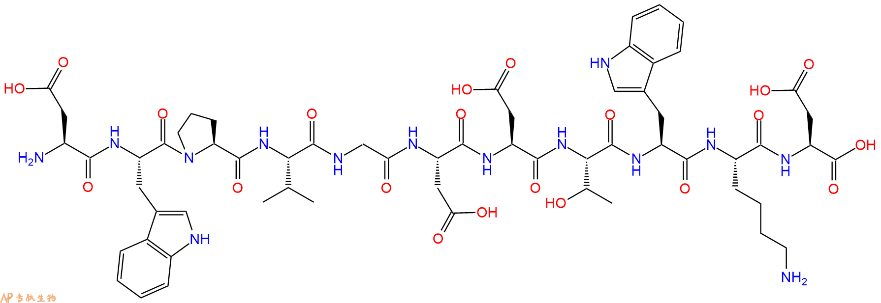 专肽生物产品H2N-Asp-Trp-Pro-Val-Gly-Asp-Asp-Thr-Trp-Lys-Asp-OH