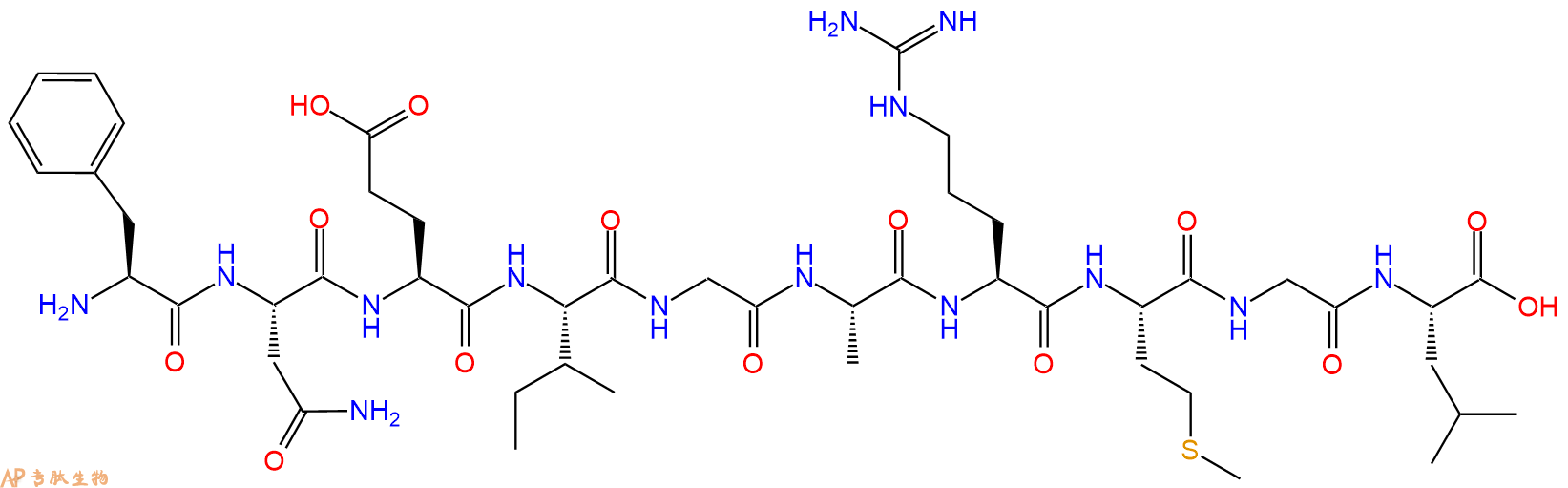 专肽生物产品H2N-Phe-Asn-Glu-Ile-Gly-Ala-Arg-Met-Gly-Leu-OH