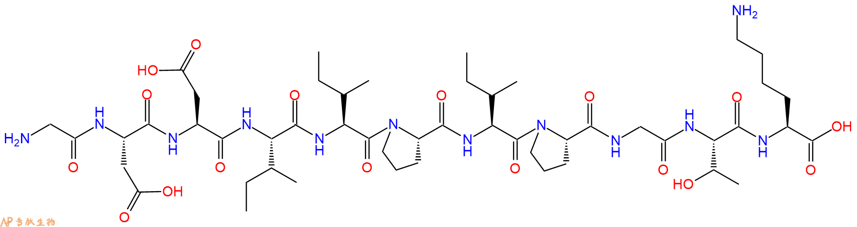 专肽生物产品H2N-Gly-Asp-Asp-Ile-Ile-Pro-Ile-Pro-Gly-Thr-Lys-OH