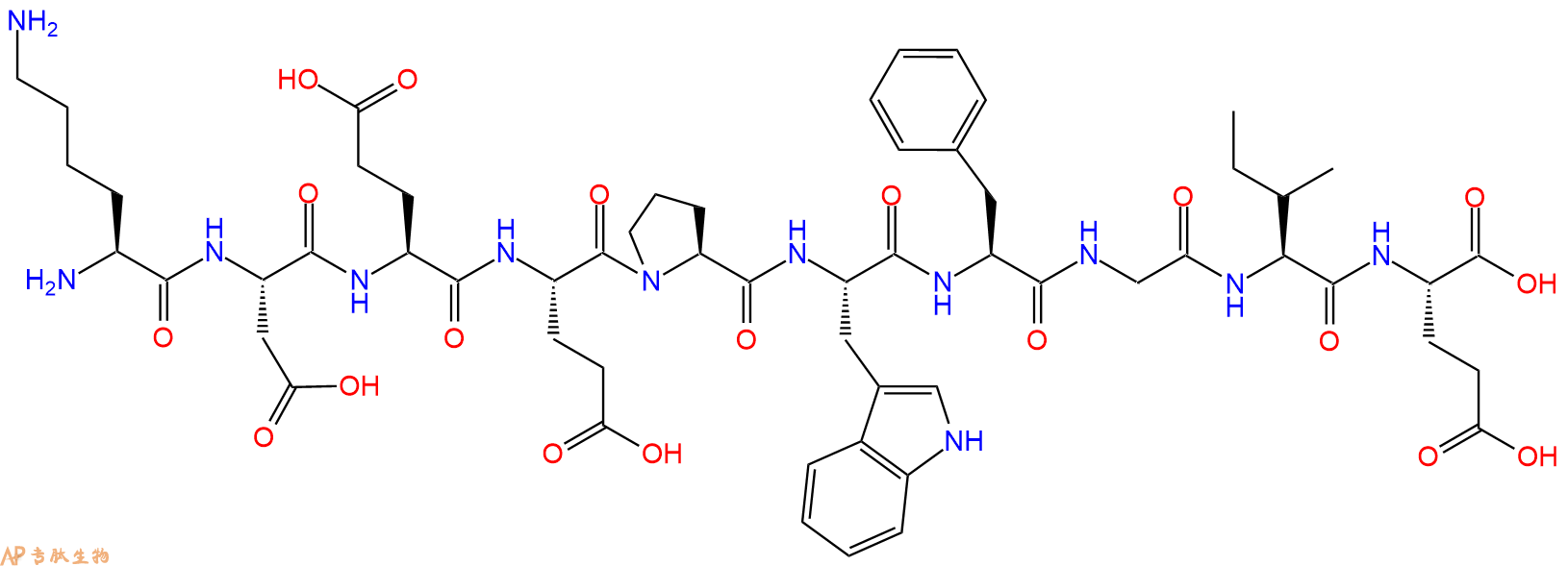 专肽生物产品H2N-Lys-Asp-Glu-Glu-Pro-Trp-Phe-Gly-Ile-Glu-OH