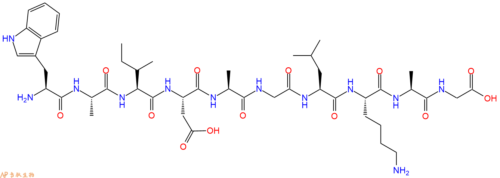 专肽生物产品H2N-Trp-Ala-Ile-Asp-Ala-Gly-Leu-Lys-Ala-Gly-OH