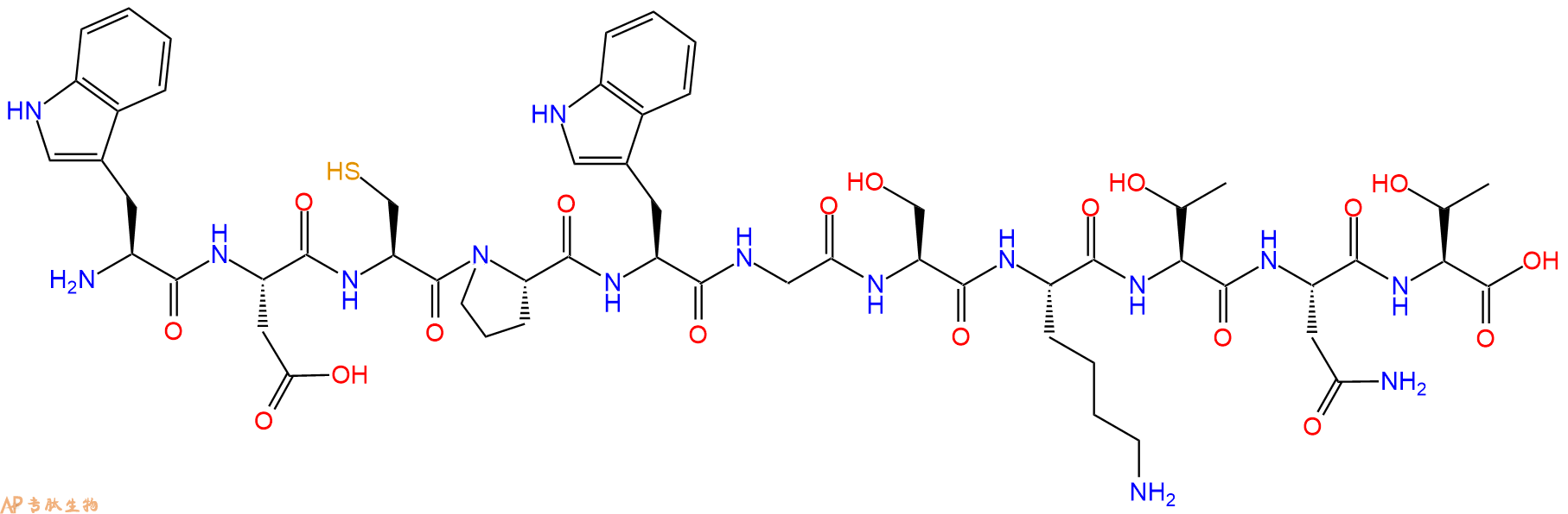 专肽生物产品H2N-Trp-Asp-Cys-Pro-Trp-Gly-Ser-Lys-Thr-Asn-Thr-OH