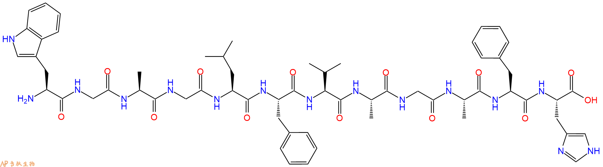 专肽生物产品H2N-Trp-Gly-Ala-Gly-Leu-Phe-Val-Ala-Gly-Ala-Phe-His-OH
