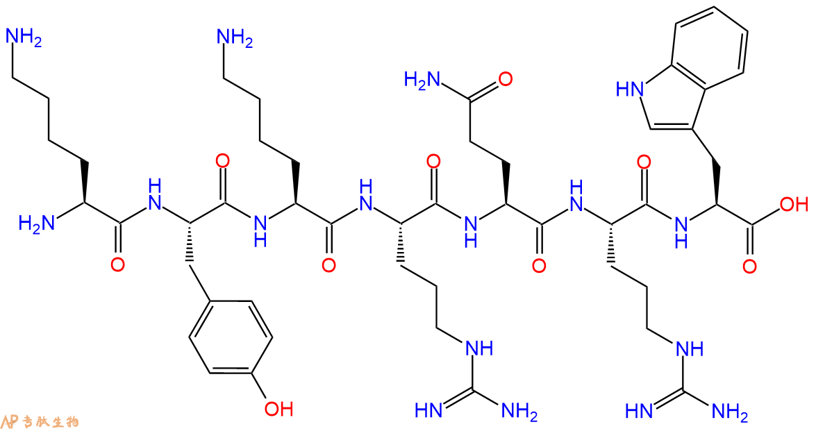 专肽生物产品H2N-Lys-Tyr-Lys-Arg-Gln-Arg-Trp-OH