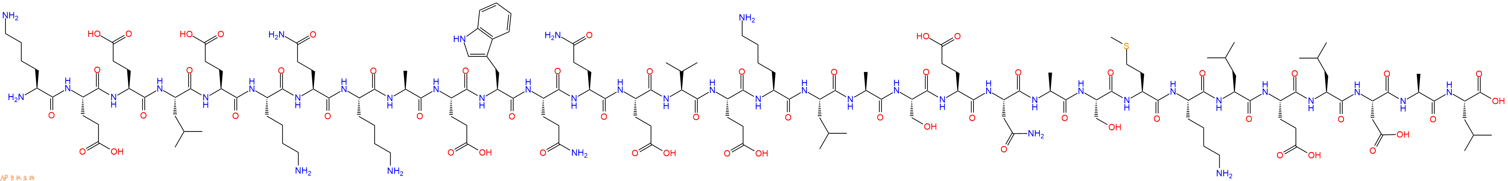 专肽生物产品H2N-Lys-Glu-Glu-Leu-Glu-Lys-Gln-Lys-Ala-Glu-Trp-Gln-Gln-Glu-Val-Glu-Lys-Leu-Ala-Ser-Glu-Asn-Ala-Ser-Met-Lys-Leu-Glu-Leu-Asp-Ala-Leu-OH