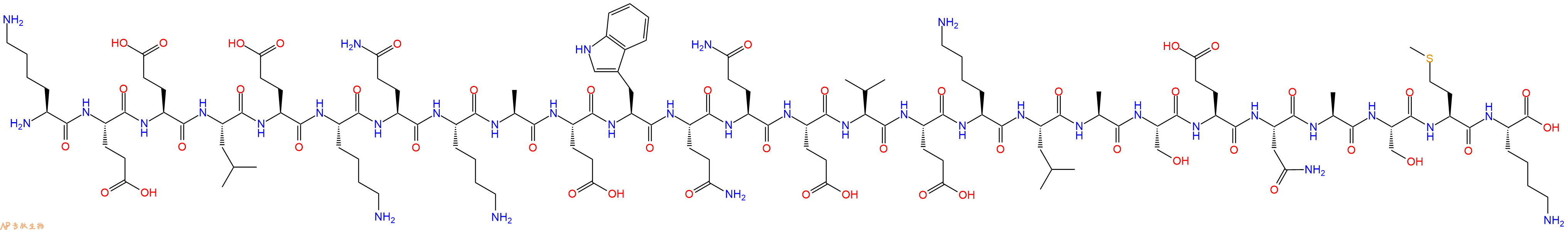 专肽生物产品H2N-Lys-Glu-Glu-Leu-Glu-Lys-Gln-Lys-Ala-Glu-Trp-Gln-Gln-Glu-Val-Glu-Lys-Leu-Ala-Ser-Glu-Asn-Ala-Ser-Met-Lys-OH