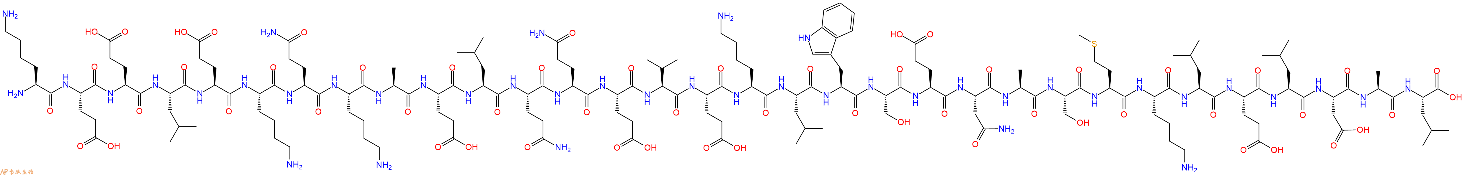 专肽生物产品H2N-Lys-Glu-Glu-Leu-Glu-Lys-Gln-Lys-Ala-Glu-Leu-Gln-Gln-Glu-Val-Glu-Lys-Leu-Trp-Ser-Glu-Asn-Ala-Ser-Met-Lys-Leu-Glu-Leu-Asp-Ala-Leu-OH