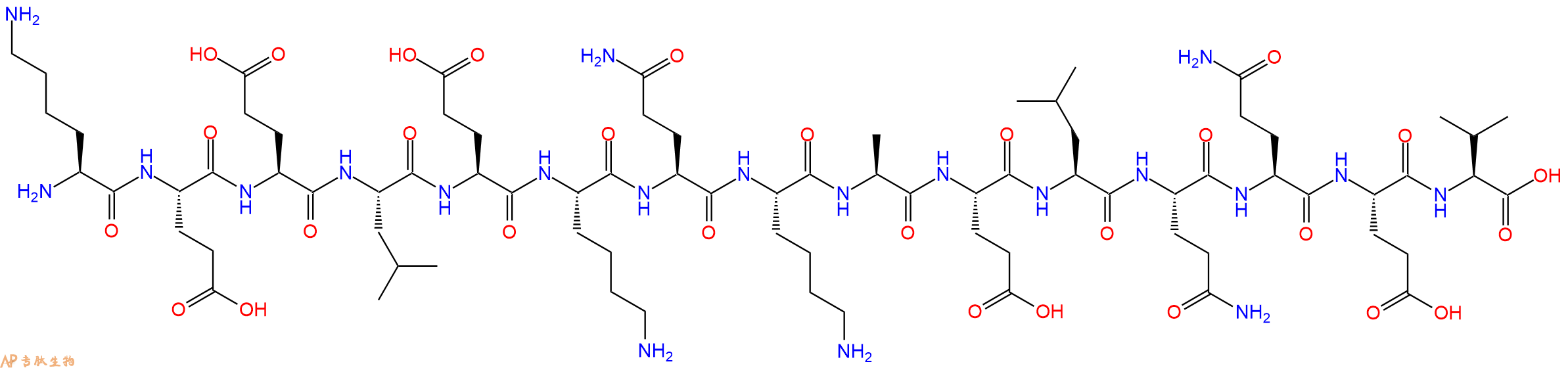 专肽生物产品H2N-Lys-Glu-Glu-Leu-Glu-Lys-Gln-Lys-Ala-Glu-Leu-Gln-Gln-Glu-Val-OH