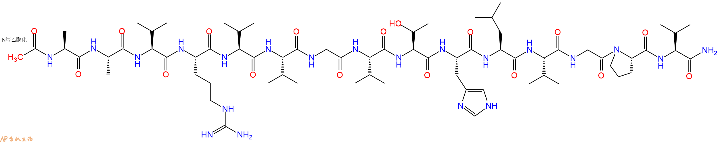 专肽生物产品Ac-Ala-Ala-Val-Arg-Val-Val-Gly-Val-Thr-His-Leu-Val-Gly-Pro-Val-CONH2