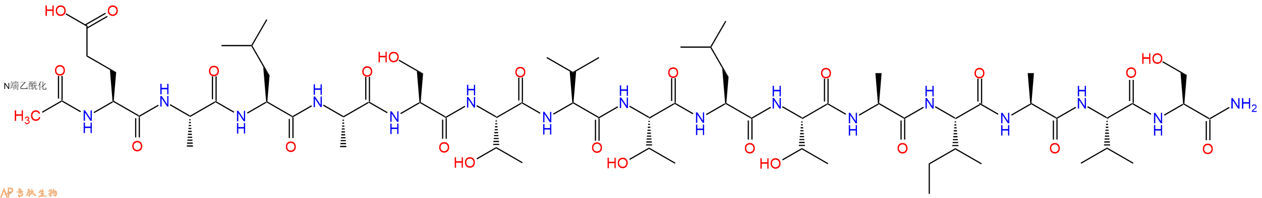 专肽生物产品Ac-Glu-Ala-Leu-Ala-Ser-Thr-Val-Thr-Leu-Thr-Ala-Ile-Ala-Val-Ser-CONH2