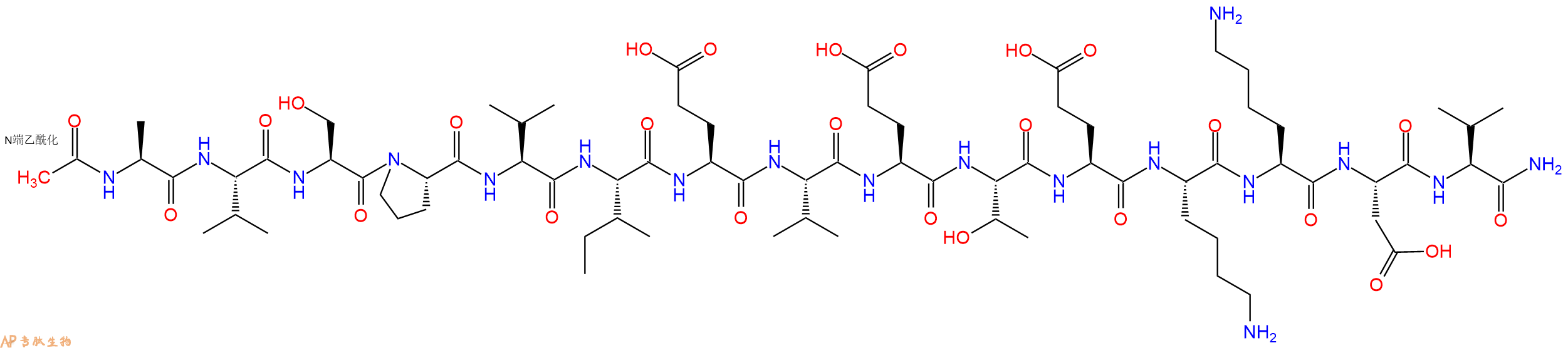 专肽生物产品Ac-Ala-Val-Ser-Pro-Val-Ile-Glu-Val-Glu-Thr-Glu-Lys-Lys-Asp-Val-CONH2