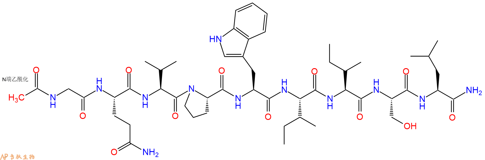 专肽生物产品Ac-Gly-Gln-Val-Pro-Trp-Ile-Ile-Ser-Leu-CONH2