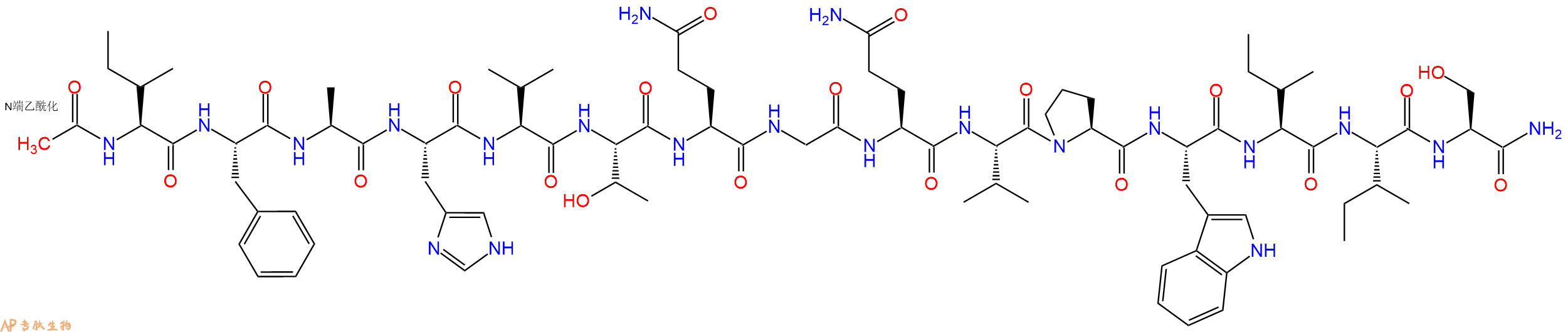 专肽生物产品Ac-Ile-Phe-Ala-His-Val-Thr-Gln-Gly-Gln-Val-Pro-Trp-Ile-Ile-Ser-CONH2
