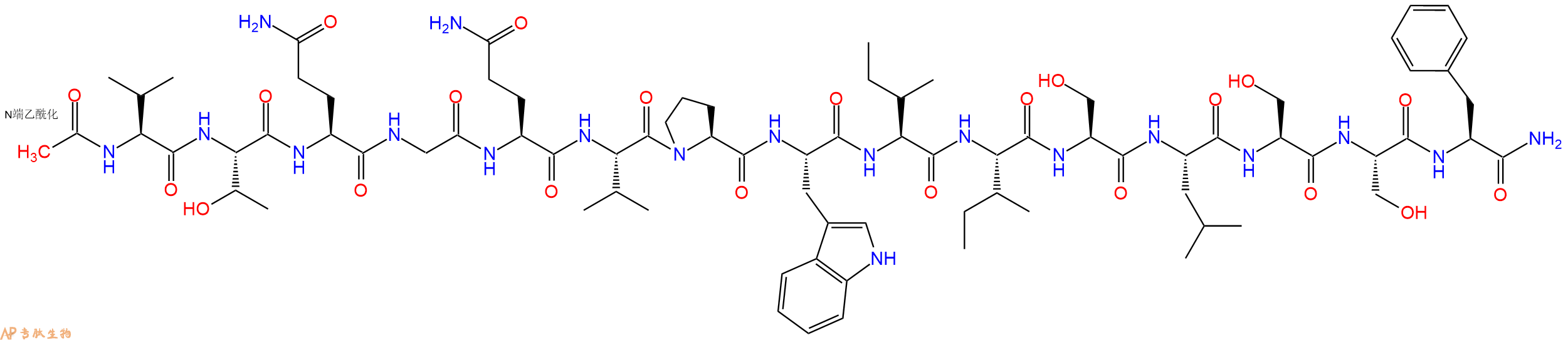 专肽生物产品Ac-Val-Thr-Gln-Gly-Gln-Val-Pro-Trp-Ile-Ile-Ser-Leu-Ser-Ser-Phe-CONH2
