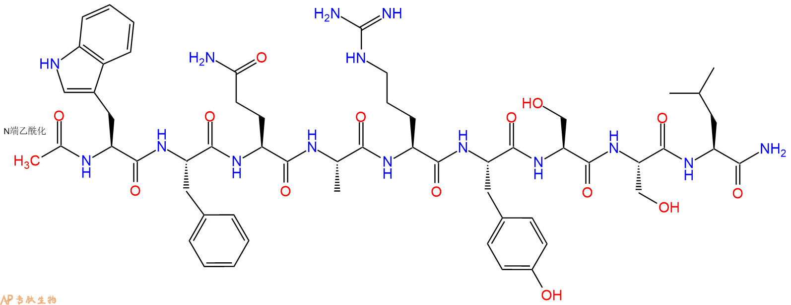 专肽生物产品Ac-Trp-Phe-Gln-Ala-Arg-Tyr-Ser-Ser-Leu-CONH2