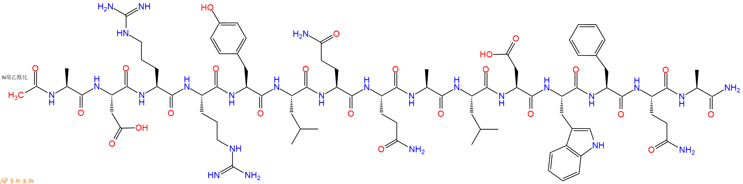专肽生物产品Ac-Ala-Asp-Arg-Arg-Tyr-Leu-Gln-Gln-Ala-Leu-Asp-Trp-Phe-Gln-Ala-CONH2