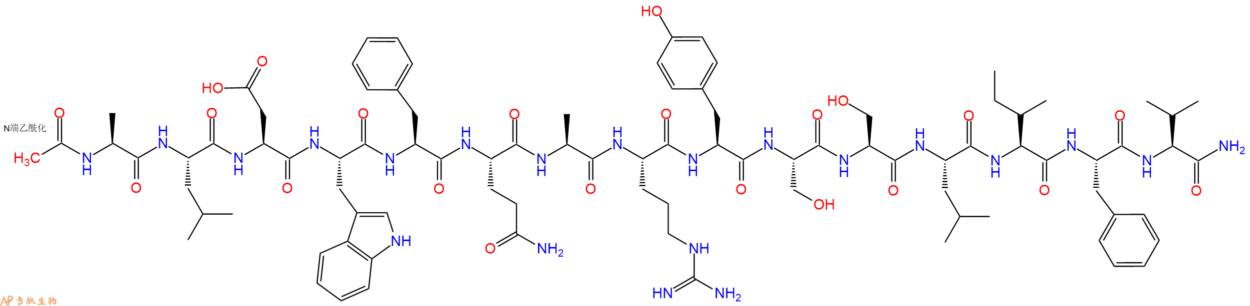 专肽生物产品Ac-Ala-Leu-Asp-Trp-Phe-Gln-Ala-Arg-Tyr-Ser-Ser-Leu-Ile-Phe-Val-CONH2
