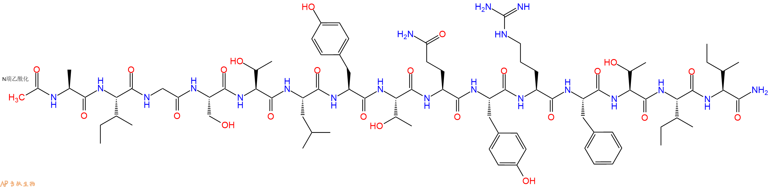 专肽生物产品Ac-Ala-Ile-Gly-Ser-Thr-Leu-Tyr-Thr-Gln-Tyr-Arg-Phe-Thr-Ile-Ile-CONH2