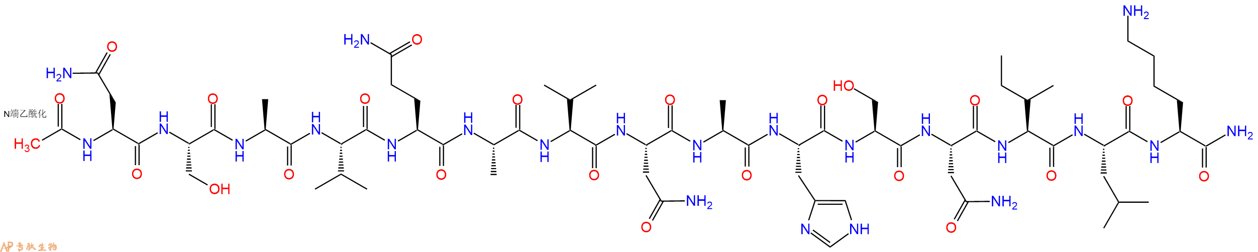 专肽生物产品Ac-Asn-Ser-Ala-Val-Gln-Ala-Val-Asn-Ala-His-Ser-Asn-Ile-Leu-Lys-CONH2